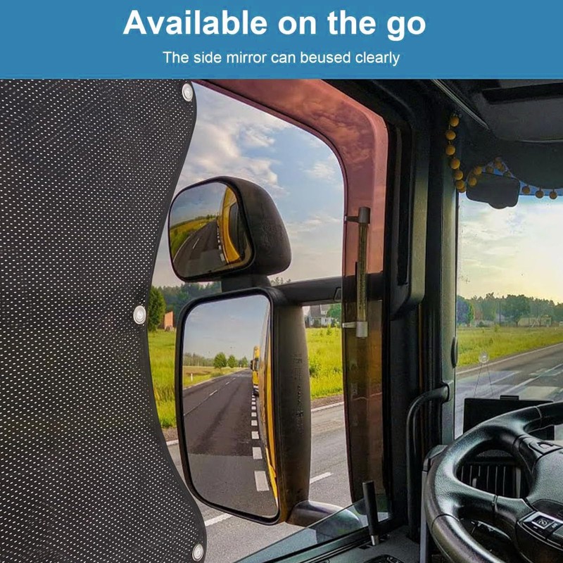 2 Pcs Semi Truck Window Sun Shades, Mesh Side Window