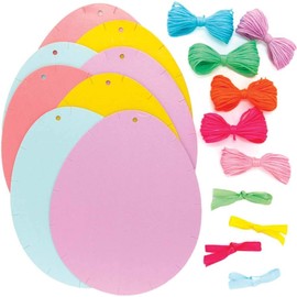 Baker Ross Easter Egg Embroidery Kit 8 Pieces Kids (AX781) Blue Yellow Pink