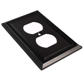 Harmon Designs Sunken Pearls Switch Plate/Wall Plate/Outlet Cover (Single Duplex 2PK, Matte Black)