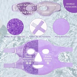 2PCS Máscaras de Hielo para Ojos y Cara, Mascarilla de Facial y Ojo, Reutilizable, Compresa Fria y Caliente, para Reducir Bolsas Bajo los Ojos, Ojeras, Cuidado de la Piel, Compresa Fria y Caliente (Morado-B)