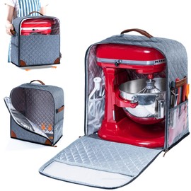 BAGSPRITE Stand Mixer Cover with Appliance Sliders Base Compatible with KitchenAid Mixer-Storage Bag for 4.5/5 Quart with Pockets for Kitchen Aid Accessories and Attachments