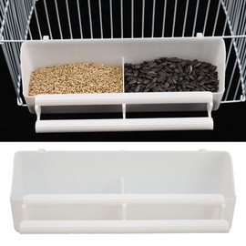 HEEPDD Alimentador de Jaula para Pájaros, Vasos de Alimentación de Agua de Semilla de Plástico Doble con Poste de Pie para Loros, Cacatúas, Palomas, Gorriones, Periquitos, Tortolitos