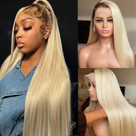 Munx Ombre Blonde Lace Front Wigs Human Hair Pre Plucked 13x4 HD Transparent Lace Frontal Wigs Human Hair 180% Density Glueless Wigs Human Hair for Black Women 18"