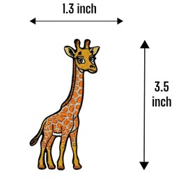 3.5" Embroidered Giraffe Iron On Patch | Decorative Zoo Animals Applique Iron On/Sew On Patches for Clothing, Hats, Backpacks, Clothes, Jacket