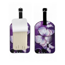 Zoczos Beautiful Butterflies Luggage Tag Identifier Tentacles Flowers Branches Nature Shines Travel Suitcase Baggage Bag Tag ID Labels with Leather Strap Privacy Cover, 1 Pack