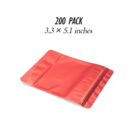 200 Pieces Resealable Mylar Bags Stand Up Foil Pouch for Zip Aluminium Foil Lock Food Storage Packaging Airtight Zipper Pouches (3.3x5.1 inch, Red, 200)…