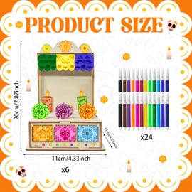 6 Pcs Day of The Dead Pet Ofrenda Box DIY Wooden Sugar Skull Altar with Photo Frame Dia de Los Muertos Memorial Decorations for Pet Dog Cat Remembrance Halloween Home Altar Supplies