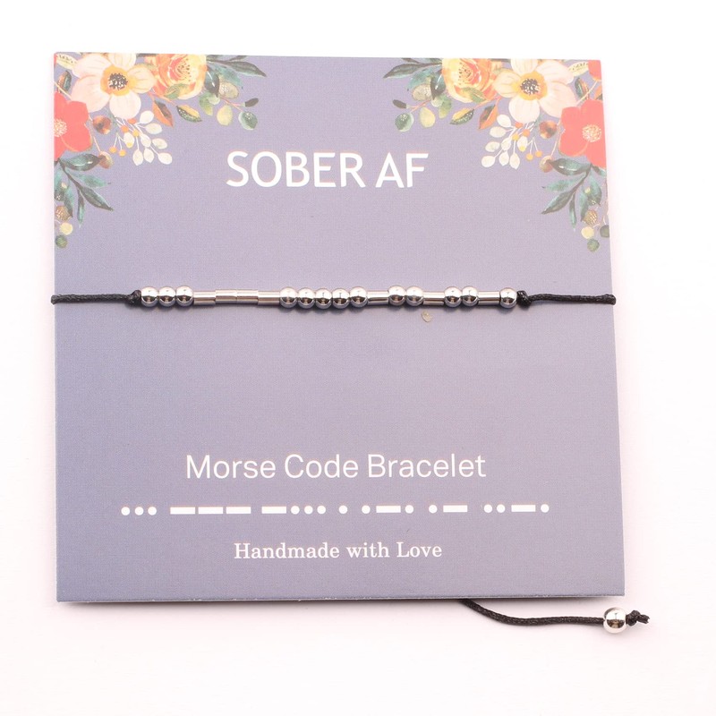 Febremdy Sober Addiction Recovery Gift Inspirational Morse Code Bracelet 12
