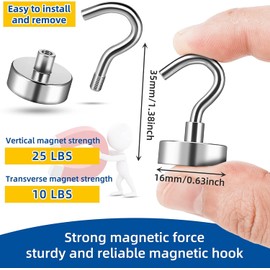 FINDMAG Magnetic Hooks, Pack of 20 22 lbs+ Pull Magnetic Hooks, Strong Magnets with Hooks, Magnetic Hooks, Magnetic Holder, Neodymium Magnets Hooks for Cruise, Cooking Grate