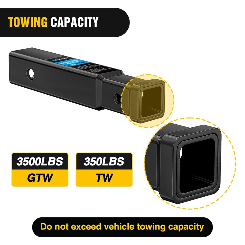 Nilight Trailer Hitch Receiver Extender Adapter Reducer 2 to 1-1/4