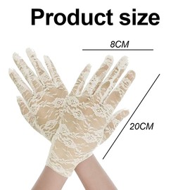 Women Short Elegant Lace Gloves, Ladies Floral Lace Gloves Vintage Opera Gloves for Evening Wedding Tea Party