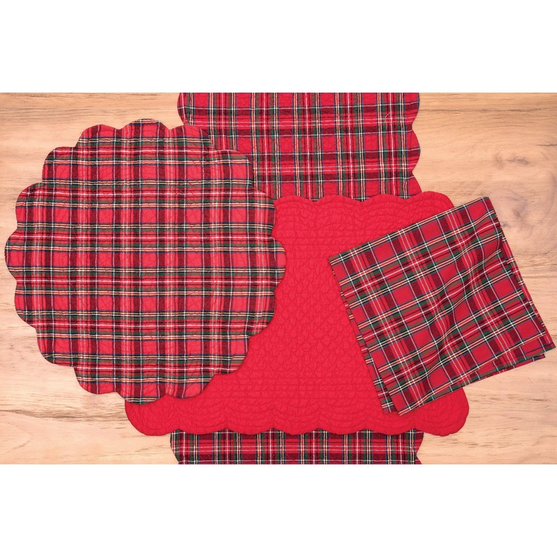 C&F Home Red Plaid Single Quilted Placemat Reversible Machine Washable