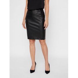 VERO MODA Women's Vmbuttersia Hw Coated Skirt Noos, Black (Black Black), 16 (Size: X-Large)