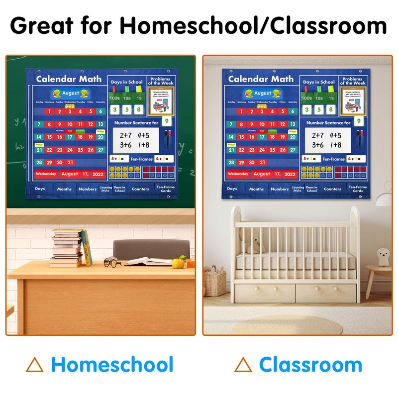 BOHEMIABY Circle Time Learning Center Classroom Pocket Chart Preschool, Educational