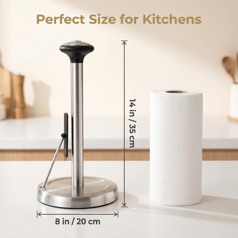 MULIRE Stainless Steel Paper Towel Holder Countertop with Tension Arm