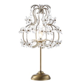 JONATHAN Y JYL9050A Clara 20.5" Crystal Flower Beaded Girandole Metal/Acrylic LED Lamp Glam,FrenchCountry for Bedroom, Living Room, Office, College Dorm, Coffee Table, Bookcase, Brass Gold/Clear