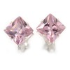 8mm Light Pink Cz Square Clip On Earrings In Rhodium