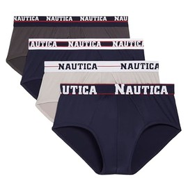 Nautica Men's 4 Pack Limited Edition Micro Stretch Briefs, Charcoal/2 Peacoat/Alloy-Assorted WB
