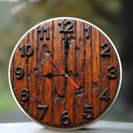 Rustic Wooden Wall Clock， Distressed Finish， Unique Home Decor 10-Inch Wooden Wall Clock, Silent Movement, Battery Operated (AA Batteries Not Included), Artistic Home Decor, Perfect for Home Accents