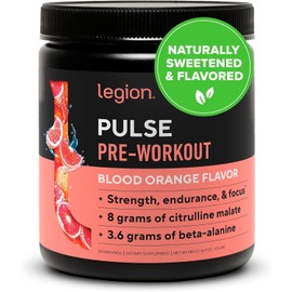 LEGION LEGION- All Natural Nitric Oxide Preworkout Drink to Boost Energy, Creatine Free, Naturally Sweetened, Beta Alanine, Citrulline, Alpha GPC (Blood Orange)