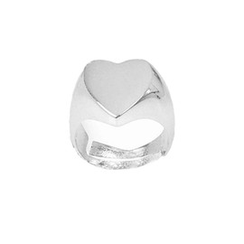 Remo Gammella Women's Chevalier Little Finger Ring Heart in 925% Silver Wet in White, Yellow and Pink Gold. Adjustable size. Heart Size 12.5 x 13.5 mm (White Gold), White Gold
