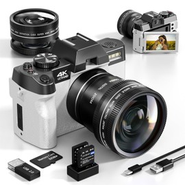 G-Anica Digital Camera, 48MP Cameras for Photography with WiFi & App Control, 4K Vlogging Camera for YouTube,Compact Camera,Perfect for Entry-Level Users and Beginners with Macro&Wide Lens-32GB Card