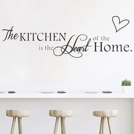 Vinyl Wall Quotes Stickers The Kitchen is The Heart of The Home Saying Wall Decal Enthusiasm Letter Vinyl Decor Art Mural for Living Room Bedroom