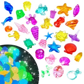 TZQFROCE 63 Piece Diving Toy for Children Gemstone Underwater Luminous Children Acrylic Gemstones Children Underwater Toy Set with Sea Animals and Gemstone for Girls Boys Pool