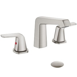 Aolemi 8 Inch Widespread Bathroom Sink Faucet 3 Holes Two Handle Deck Mounted Lavatory Vanity Basin Mixer Tap with Pop Up Drain Assembly, Brushed Nickel