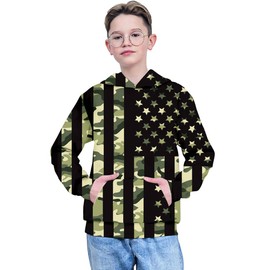 TUONROAD Boys Girls Kids Hoodies 4th of July Sweatshirt Stars and Stripes Long Sleeve Hooded Tops for Spring Trip Autumn Vacation Winter Sports School Clothes for 14-16T