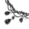 COOLSTEELANDBEYOND Gothic Victorian Nostalgic Women's Black Lace Choker Necklace with