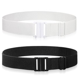 2 Pieces Invisible Elastic Belt with Flat Buckle, black