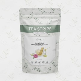 Olyxir Hello Gorgeous Tea Strips - Natural Olive Leaf, Honey, Lemon & Rose Flavors - Instant, Energizing, Organic, Paleo, Vegan, Non-GMO | 25 Ct