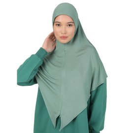 Prien Zippered Instant Hijab For Women, Muslim Prayer Scarf, Long Turban Girls, Abaya, Jersey Islamic Dress Undercap Khimar (Light Green)