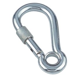 Karabinerhaken 7X70 mit Sicherheitsmutter und Kausche 1 Stück Feuerwehrkarabiner, Schraubkarabiner aus Edelstahl A4 - AISI 316 - rostfrei