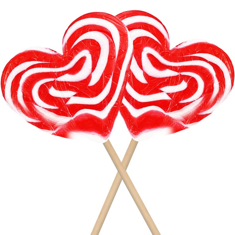 Fruidles Six-Pack 80-Gram Jumbo Heart Swirl Lollipop Red and White