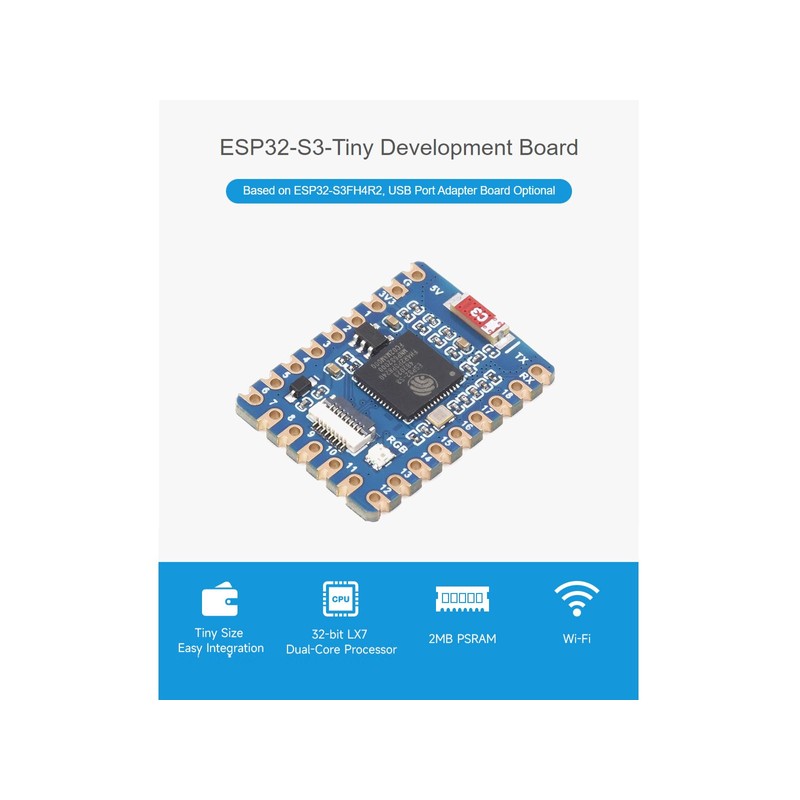 waveshare ESP32-S3 Mini Development Board Based on ESP32-S3FH4R2 Dual-Core Processor,2.4GHz