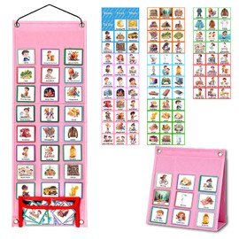 Sydzkjyxgs Visual Timetable for Kids 96 PECS Cards Daily Routine Chart 2 in1 Autistic Children Now and Next Board Learning Aids Tool, Support Communication for Kids Autism Preschool ADHD ASD
