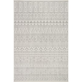 Adiva Rugs Outdoor Indoor Area Rug, Weather Resistant, Easy to Clean, Stain Resistant Floor Mat for Dining Room, Backyard, Deck, Patio (Weiss Silver, 5' x 7')