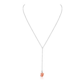 Sunstone Raw Nugget Lariat in Sterling Silver