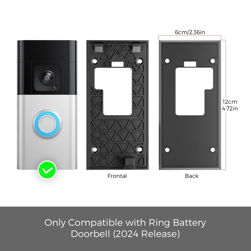 No Drill Doorbell Mount for Battery Doorbell (2024 Release) -