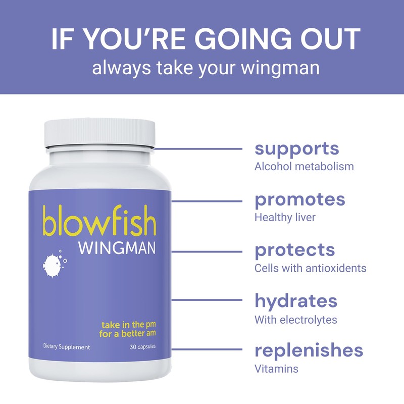 Blowfish Wingman | Feel Better After Drinking with DHM, L-Cysteine,