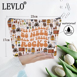 LEVLO Geology Makeup Bag Rocks Lover Gift Yes I Really Do Need All Of These Rocks Travel Pouch Bag Geology Merchandise (Yes I Really Bag)