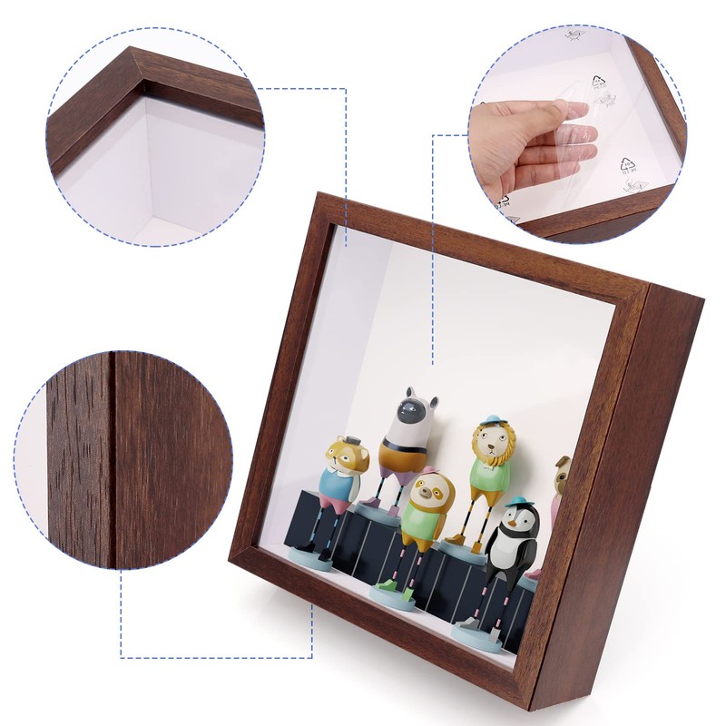 3D Shadow Box 8.8x8.8"(22.5x22.5 x6.5cm) Picture Frame Wooden Deep Box