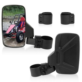 UTV Side View Mirrors, PSLER UTV Universal Rear View Side Mirror with 1.75” to 2” Bracket Roll Cage Bar Break Away Adjustable Arm