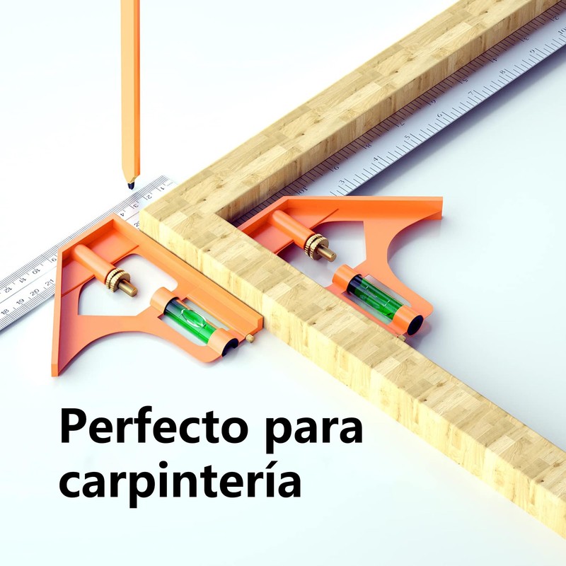 Escuadra de Combinación,Acero Inoxidable,12 Pulgadas y 30cm,Ajustable Escuadra Combinada,Escuadras para
