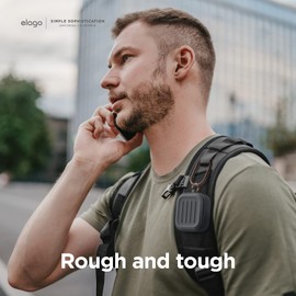 elago Armor Case with Keychain Compatible with AirPods 3 Case Cover - Supports Wireless Charging, Shock Resistant, Full Protection (Dark Grey)