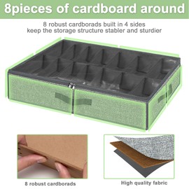 28 Pairs Shoe Organizer Under Bed, Underbed Shoe Storage Boxes Bins, Organizador De Zapatos, Extra Large Zapateras Organizer, Grey, Set of 2