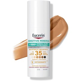 Eucerin Sun Tinted Mineral Face Sunscreen Lotion SPF 35 | Blendable Tinted Mineral Sunscreen for all skin tones with Zinc Oxide and 5 Antioxidants | Daily Sunscreen | 50 mL pump