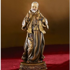 Needzo Highly Detailed Resin Padre Pio Statue, Small Decorative Religious Figurine and Catholic Statues for Coffee Tables and Bookshelves, 6 Inches